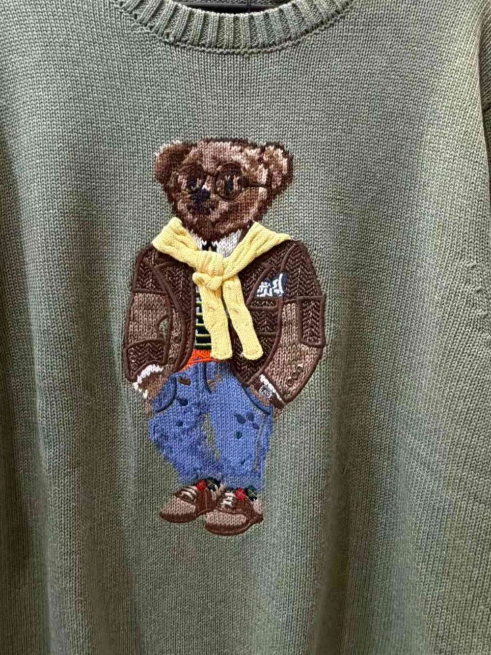 Polo Ralph Lauren Sage Green Preppy Bear Knit Sweater - Picture 3 of 7